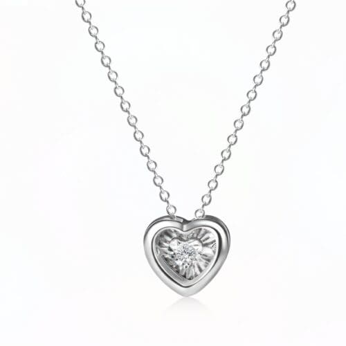 Diamant Moissanite Heart Colier din argint 925