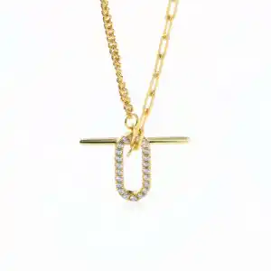 PaperClip Colier din Argint 925 Placat cu Aur PaperClip Colier din Argint 925 Placat cu Aur