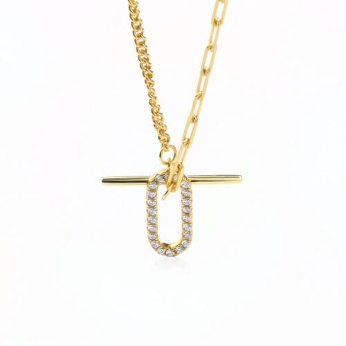 PaperClip Colier din Argint 925 Placat cu Aur