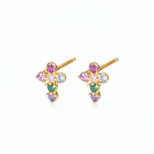 Small Cross Cercei din Argint 925 Placat cu Aur