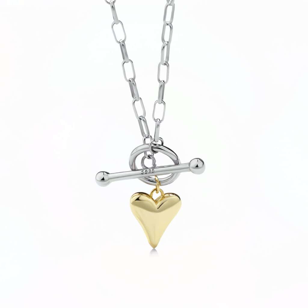 Two Tone Heart Colier din Argint 925