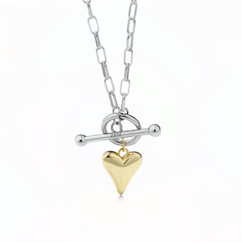 Two Tone Heart Colier din Argint 925