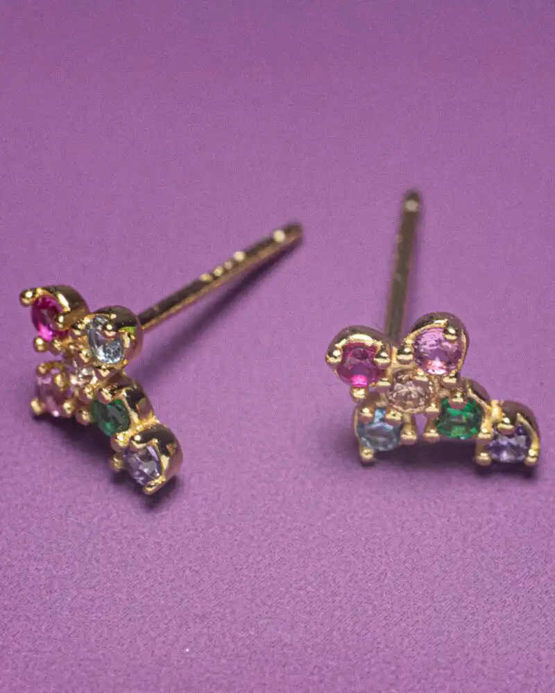 Small Cross Cercei din Argint 925 Placat cu Aur