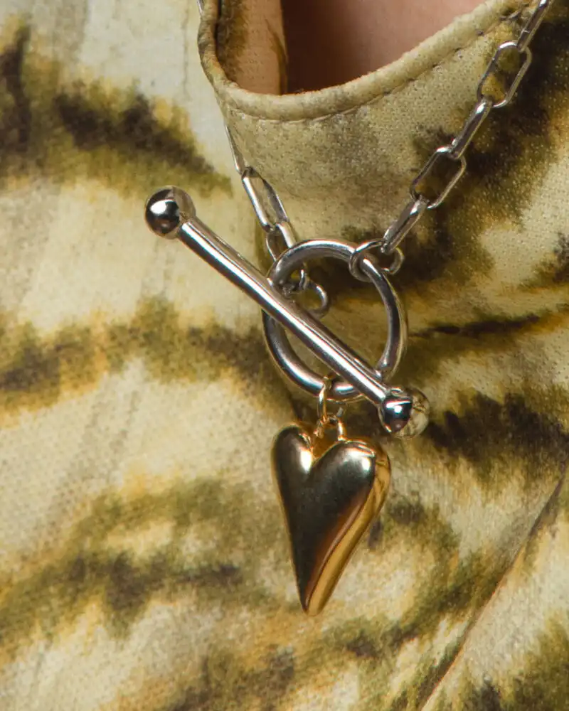 Two Tone Heart Colier din Argint 925