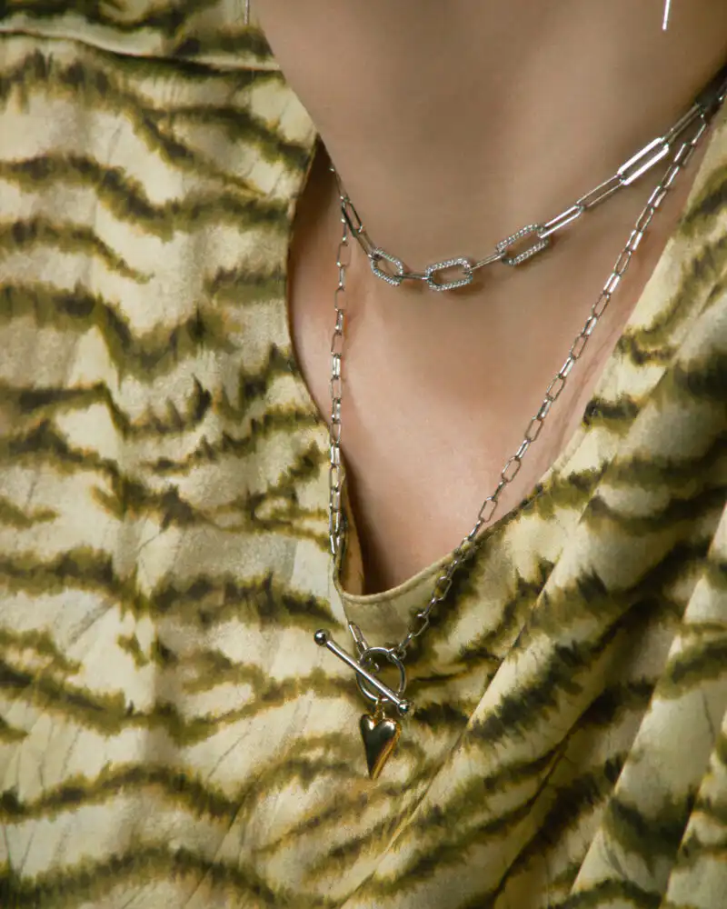 Two Tone Heart Colier din Argint 925