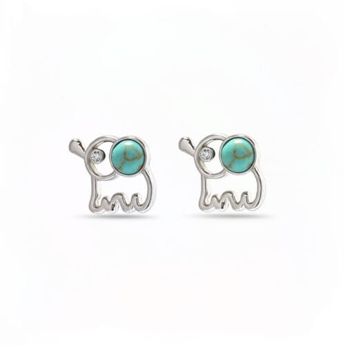 Turquoise Elephant Cercei din Argint 925