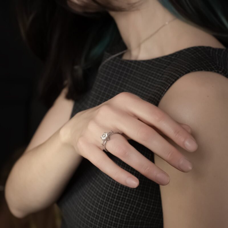 Heart Inel din Argint Diamant Moissanite