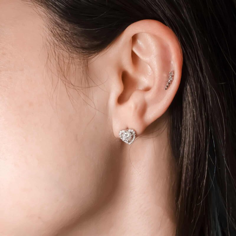 Love Cercei din Argint Diamant Moissanite