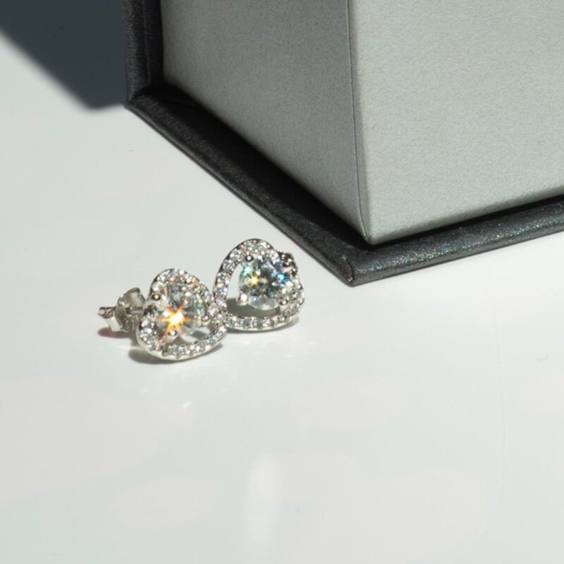 Love Cercei din Argint Diamant Moissanite