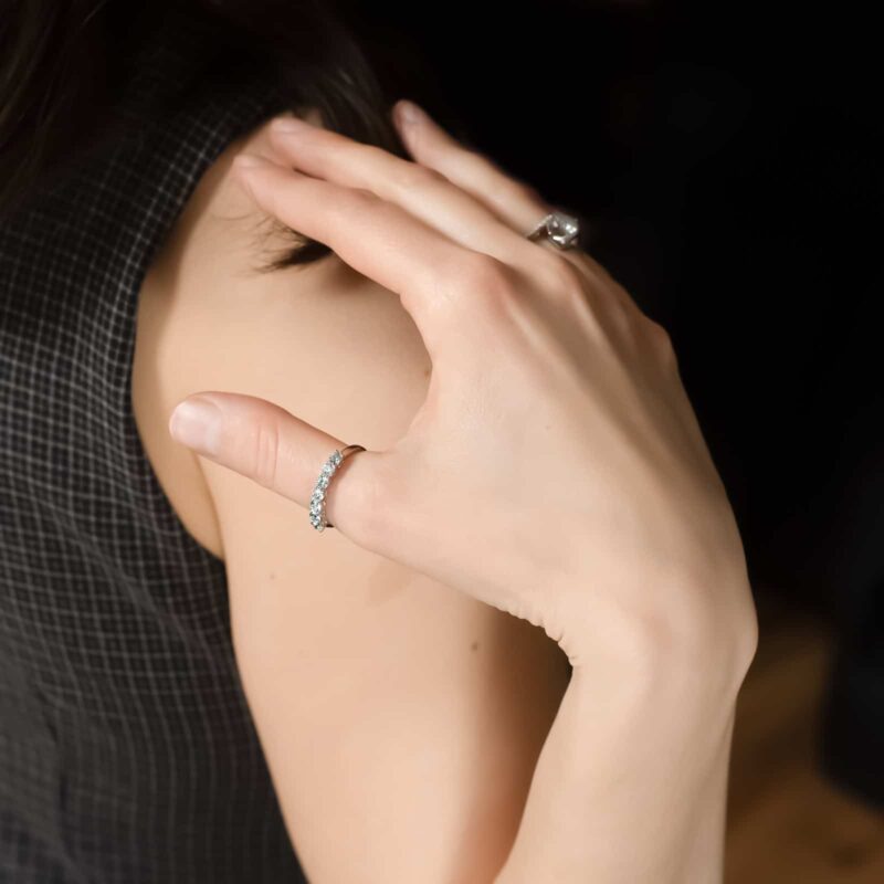 Lucky Seven Inel din Argint Diamant Moissanite