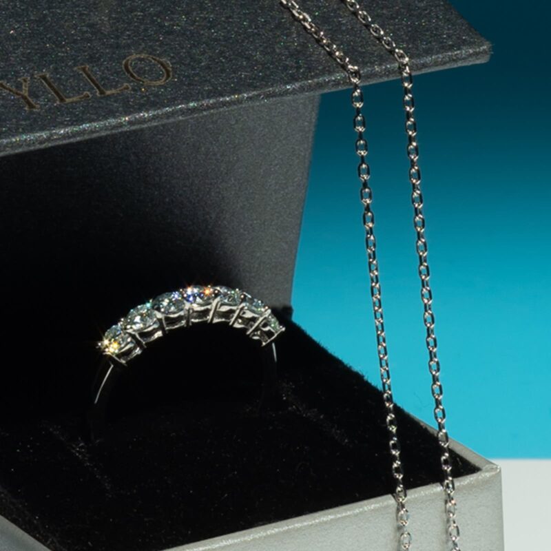 Lucky Seven Inel din Argint Diamant Moissanite