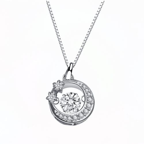 Moon Star Colier din Argint Diamant Moissanite