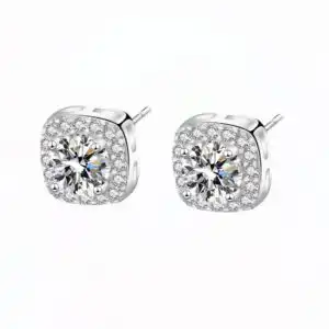 Square Cercei din Argint Moissanite