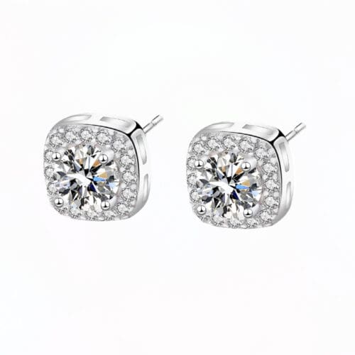 Square Cercei din Argint Moissanite