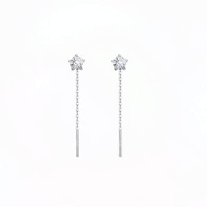 Cercei lungi din argint cu stea și lanț