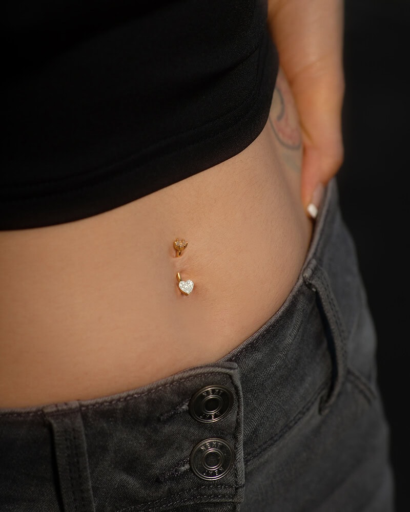 Piercing Buric din Argint Placat cu Aur Inimă Piercing Buric din Argint Placat cu Aur Inimă