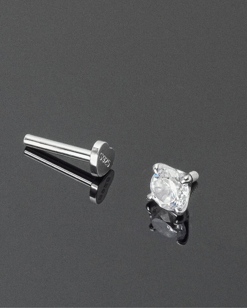 Piercing Ureche și Buză din Argint cu Cristal YLLO Piercing Ureche și Buză din Argint cu Cristal