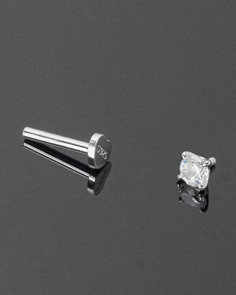 Piercing din Argint și Cristal de 2 mm