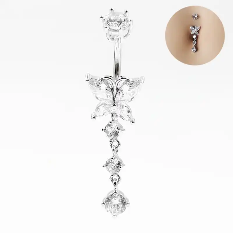 Piercing pentru Buric din Argint cu Fluture