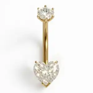 Piercing Buric din Argint Placat cu Aur Inimă