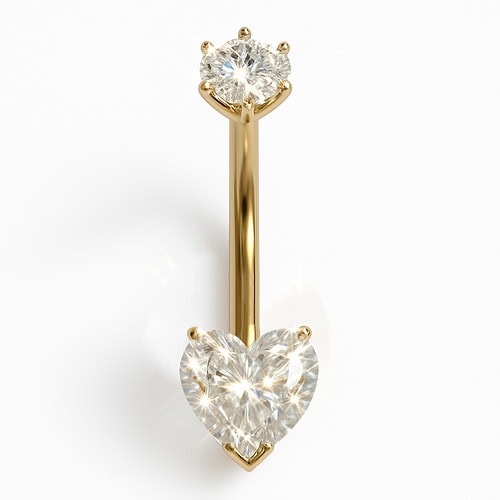 Piercing Buric din Argint Placat cu Aur Inimă