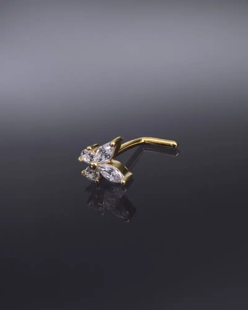 Nose Piercing Butterfly din Argint Placat cu Aur