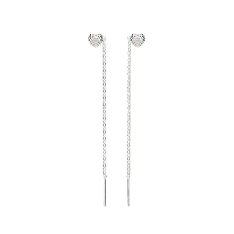 Cercei Lungi din Argint 925 cu Lanț și Inimă