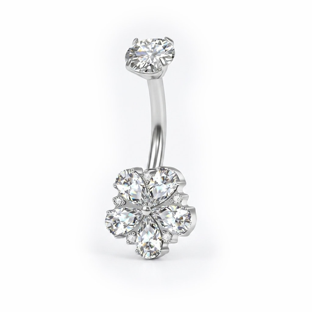 Piercing Buric Titan ASTM F136 Zirconiu în Formă de Trifoi Piercing Buric Titan ASTM F136 Zirconiu în Formă de Trifoi