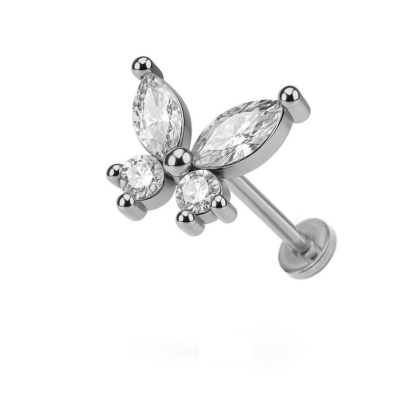 Piercing Titan ASTM F136 Labret Fluture Argintiu Piercing Titan ASTM F136 Labret Fluture Argintiu