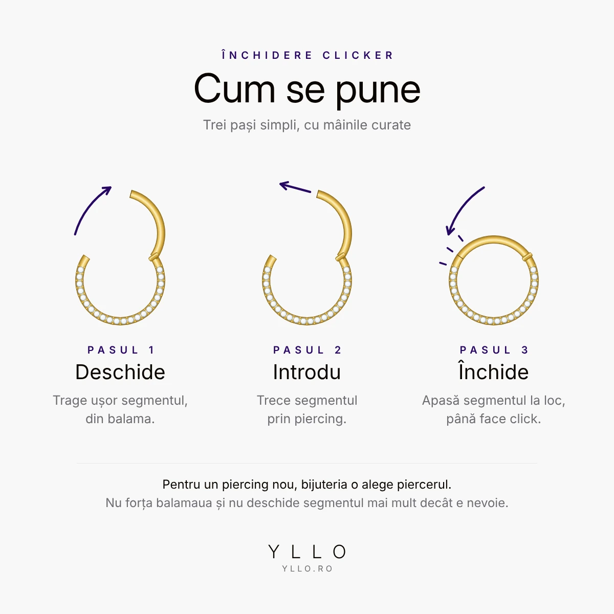 Cum se pune un clicker pavé auriu – închidere cu balama în 3 pași