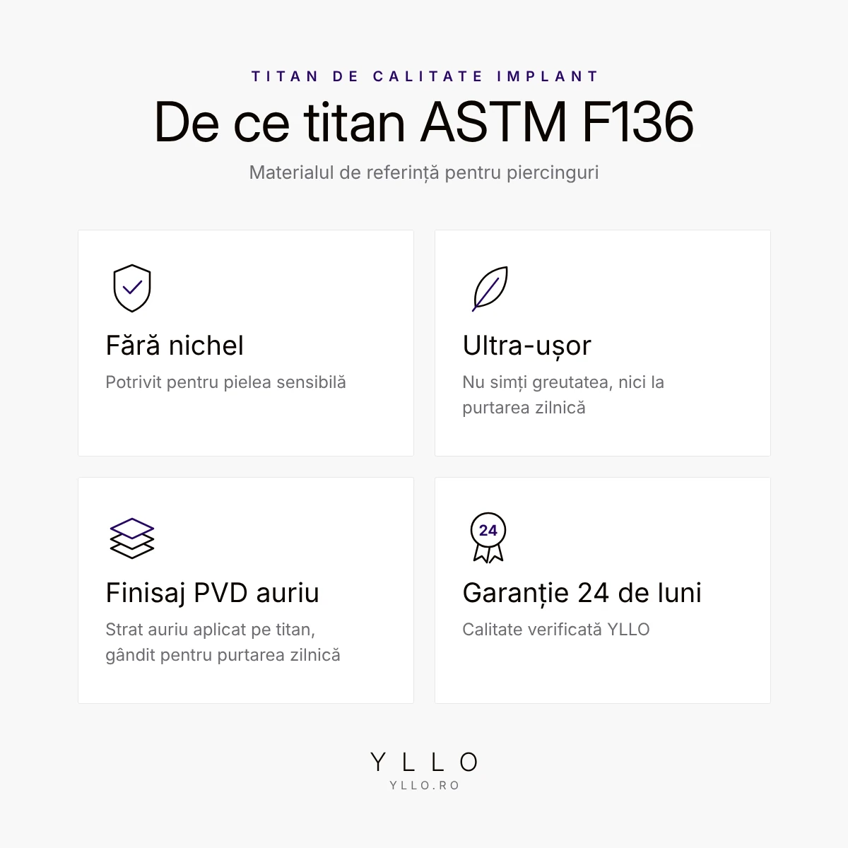 Piercing titan ASTM F136 labret fluture auriu – avantaje: fără nichel, ultra-ușor, finisaj PVD auriu, garanție 24 de luni
