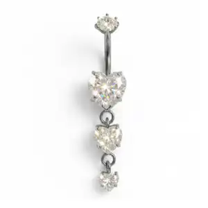 Piercing Buric Titan ASTM F136 Inimi Zirconiu, Argintiu Piercing Buric Titan ASTM F136 cu Inimi din Zirconiu Argintiu