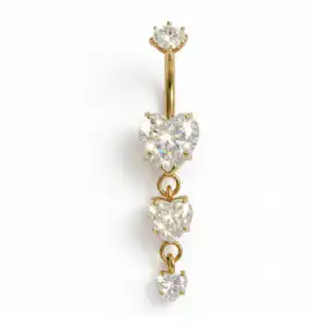 Piercing Buric Titan ASTM F136 Inimi Zirconiu, Auriu_Yllo Piercing Buric Titan ASTM F136 Inimi Zirconiu, Auriu
