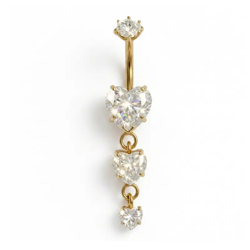 Piercing Buric Titan ASTM F136 Inimi Zirconiu, Auriu_Yllo Piercing Buric Titan ASTM F136 Inimi Zirconiu, Auriu