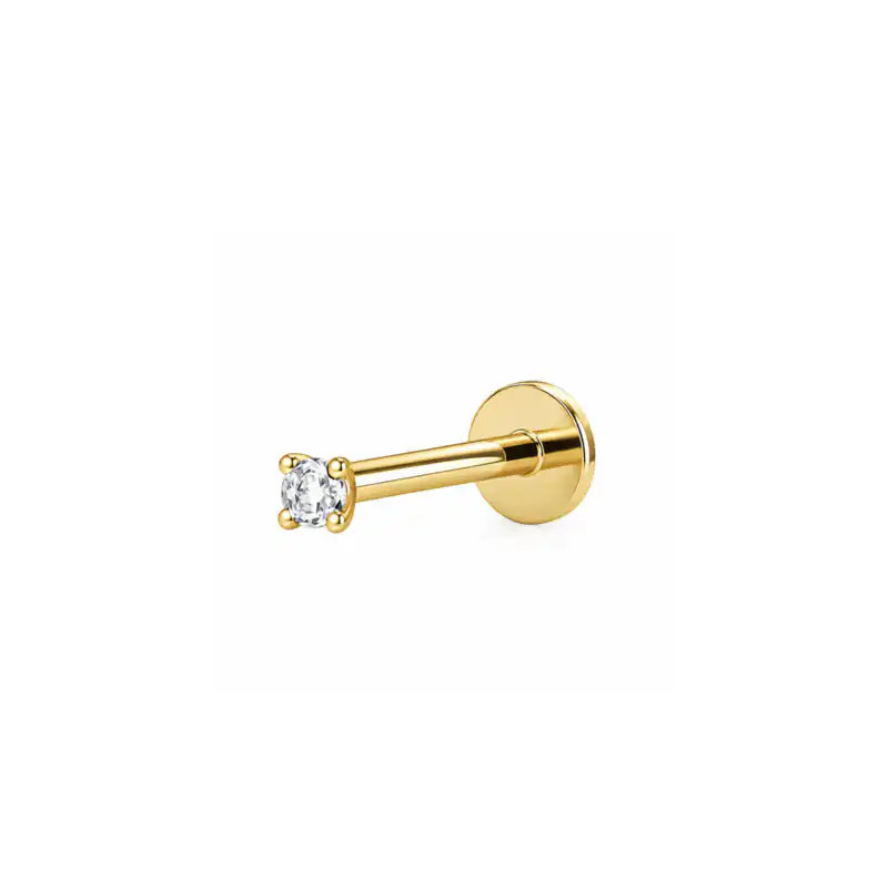 Labret Auriu cu Cristal Mic - Piercing Titan F136 Labret Auriu cu Cristal Mic - Piercing Titan F136