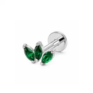 Labret cu Zirconii Verzi - Piercing Titan F136 YLLO Labret cu Zirconii Verzi | Piercing Titan F136