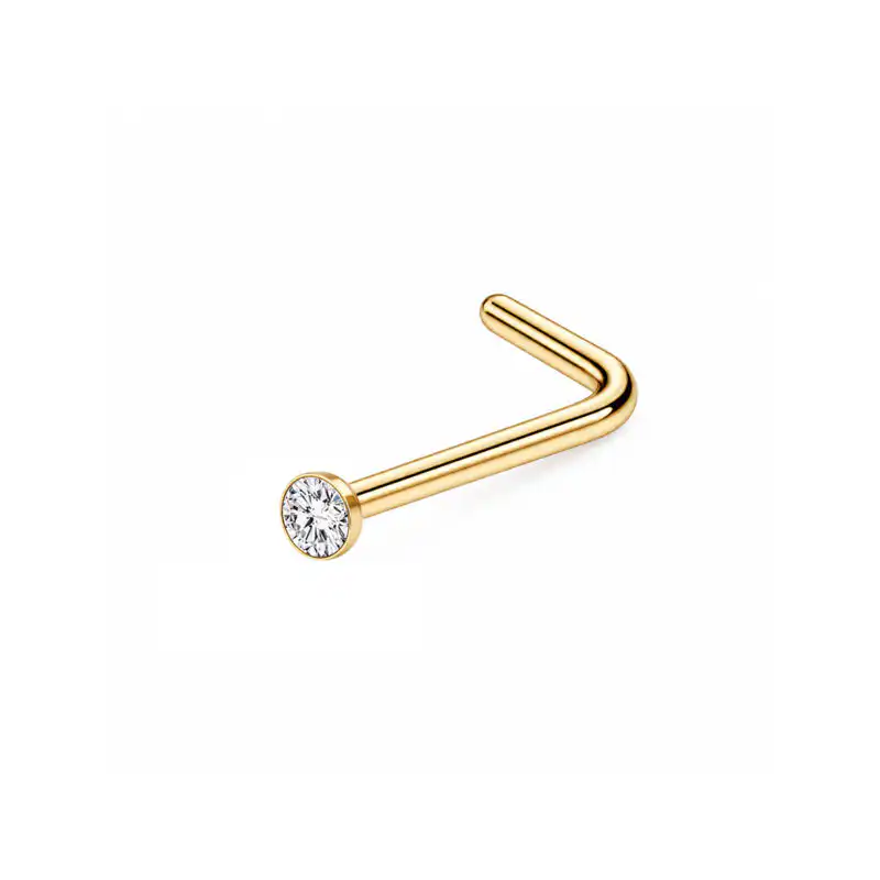 Piercing Auriu pentru Nas cu Zirconiu Mic - Titan F136 YLLO Piercing Auriu pentru Nas cu Zirconiu Mic | Titan F136