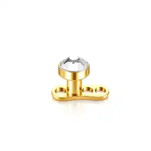 Piercing Dermal Auriu cu Cristal de 5 mm - Titan F136 YLLO Piercing Dermal Auriu cu Cristal de 5 mm | Titan F136