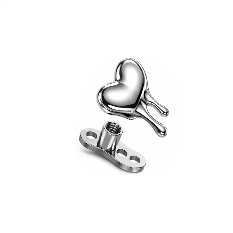 Piercing Dermal cu Inima - Titan F136 YLLO -1 Piercing Dermal cu Inima | Titan F136