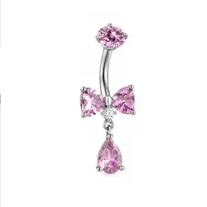 Piercing de Buric cu Zirconii Roz Cercel Titan F136 Piercing de Buric cu Zirconii Roz Cercel Titan F136