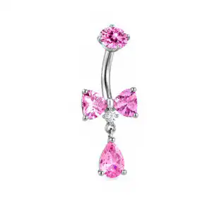 Piercing de Buric cu Zirconii Roz Cercel Titan F136 YLLO Piercing de Buric cu Zirconii Roz | Cercel Titan F136