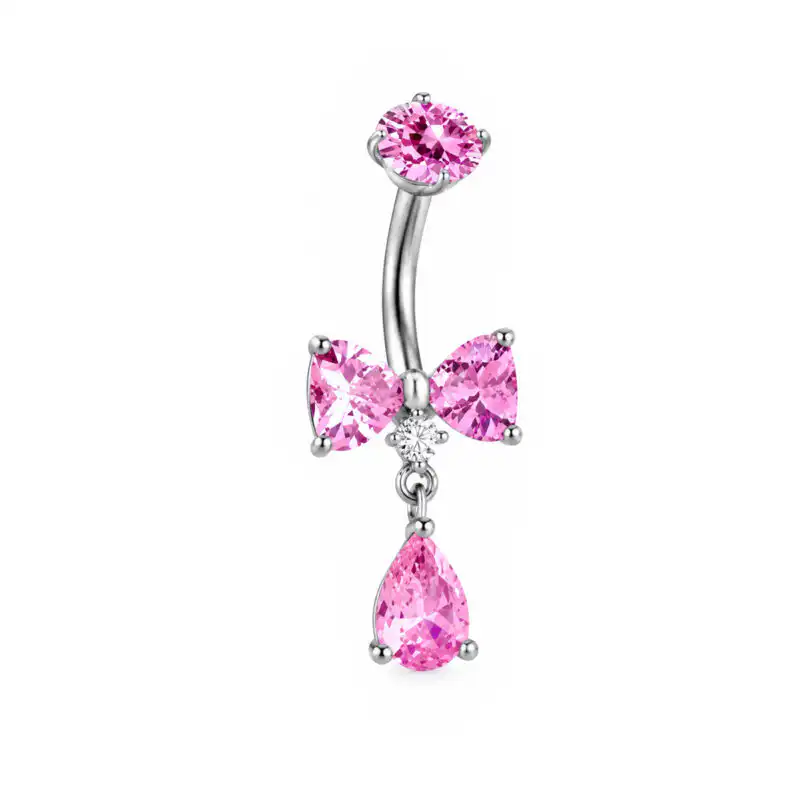 Piercing de Buric cu Zirconii Roz Cercel Titan F136 YLLO Piercing de Buric cu Zirconii Roz | Cercel Titan F136
