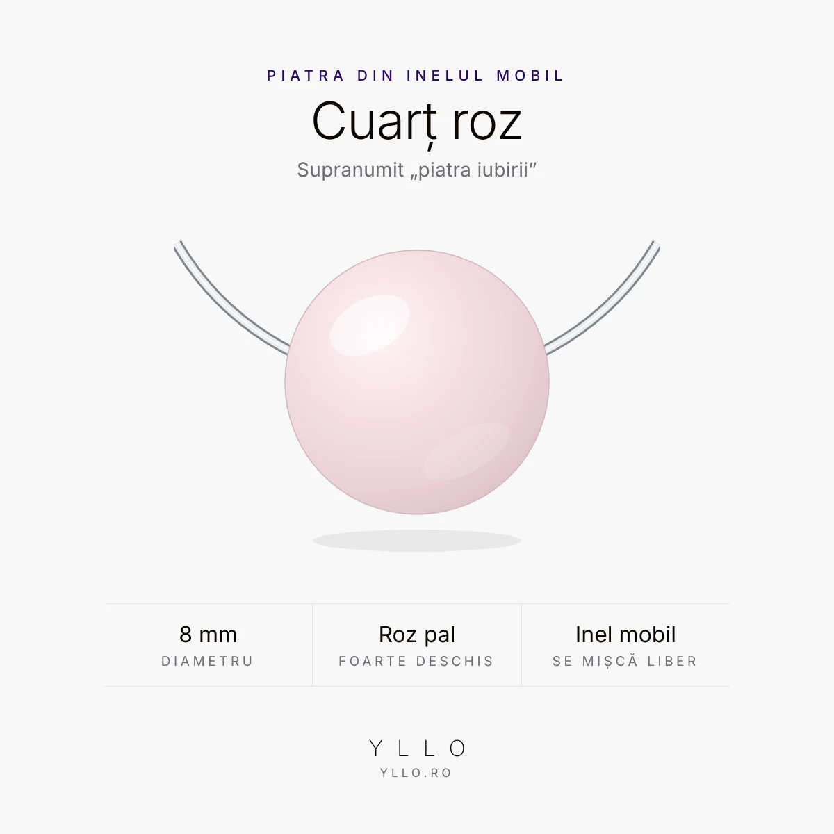 Piercing Genital Titan F136 – bilă de cuarț roz de 8 mm pe inel mobil